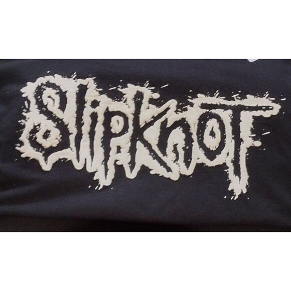 Slipknot Puff Paint Logo Black T-Shirt Men’s Size Large Band Tee Vintage Style - Picture 2 of 5